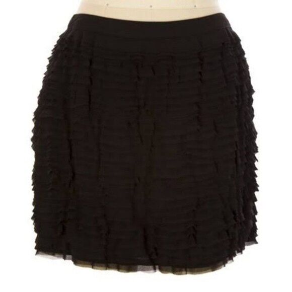 NWT Michael Kors Black Tiered Ruffle Raw Edge Lined Mini Skirt Size 2 - Picture 1 of 11
